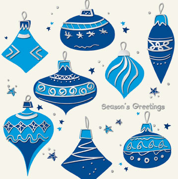 Christmas Cards - Blue Baubles - 10 Pack